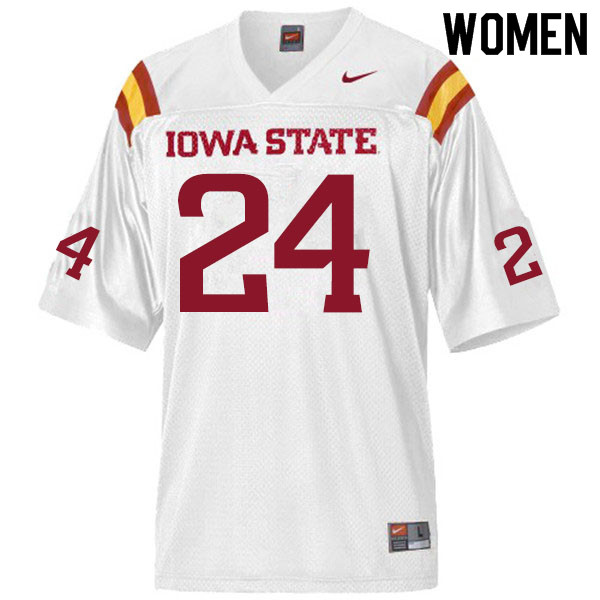 Women #24 D.J. Miller Jr. Iowa State Cyclones College Football Jerseys Sale-White - Click Image to Close